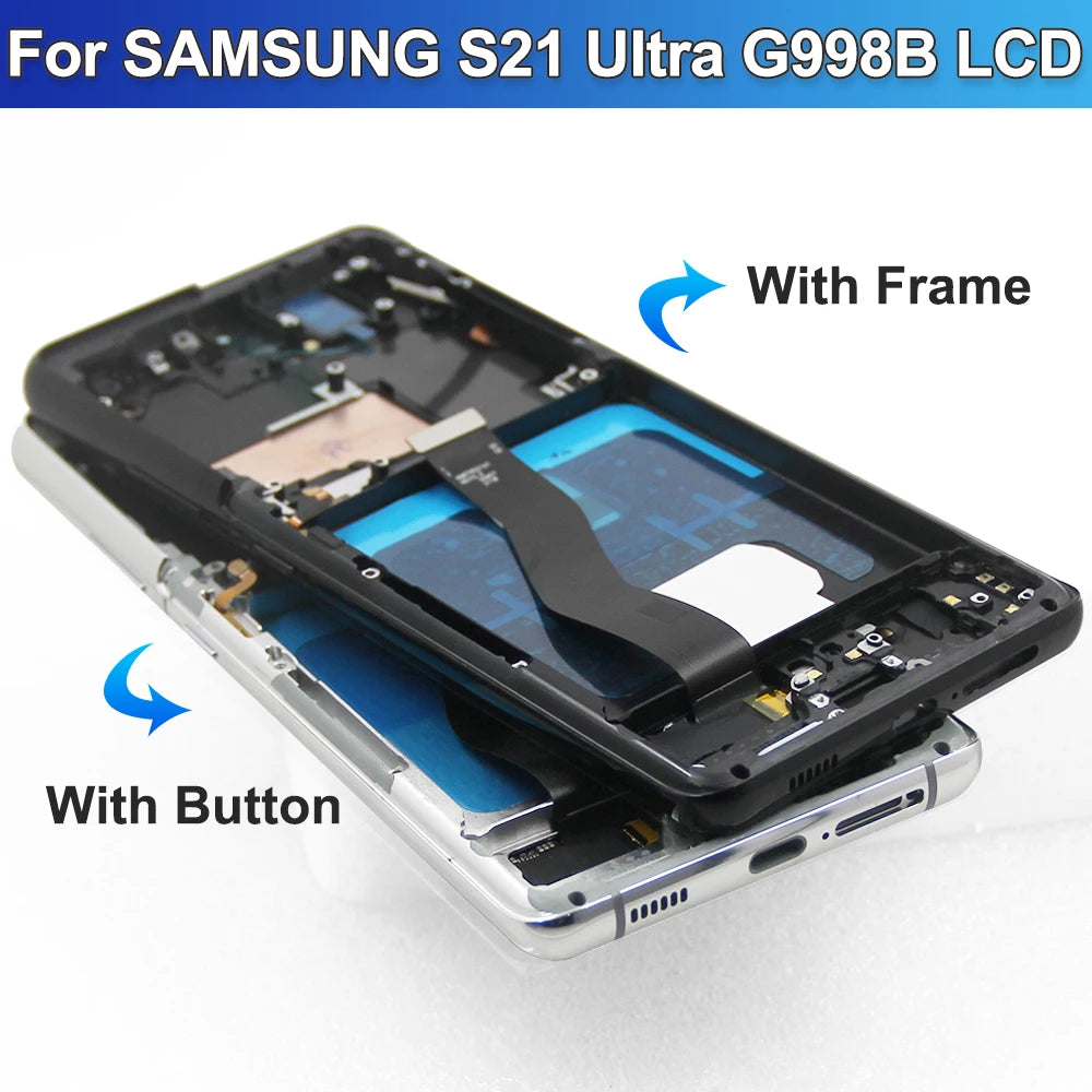 6.8'' Super AMOLED For Samsung Galaxy S21 Ultra 5G Lcd Display Digital Touch Screen For G998F G998B Display With Frame