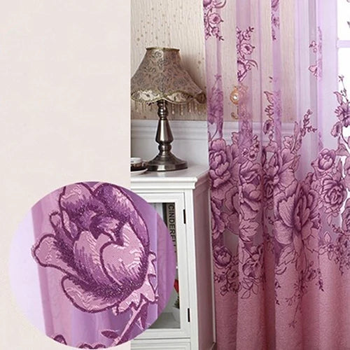 European-style modern luxury curtains Tulle Curtains for Living Room Decoration Modern Chiffon Solid Sheer Voile Kitchen Curtain