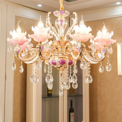 Zinc Alloy Crystal Chandelier Modern Living Room Decoration Chandelier Lighting European Restaurant Bedroom Candle Crystal Lamps