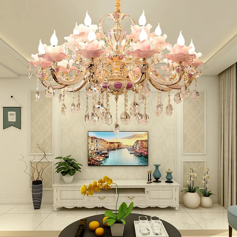 Zinc Alloy Crystal Chandelier Modern Living Room Decoration Chandelier Lighting European Restaurant Bedroom Candle Crystal Lamps