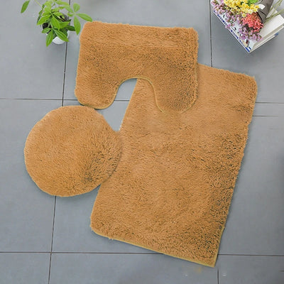 Bathroom Rug Set 3 Piece Includes Bath Rug Contour Mat and Toilet Lid Cover Machine Washable Super Soft Microfiber Colorful