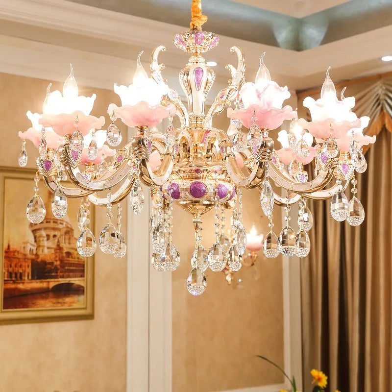 Zinc Alloy Crystal Chandelier Modern Living Room Decoration Chandelier Lighting European Restaurant Bedroom Candle Crystal Lamps