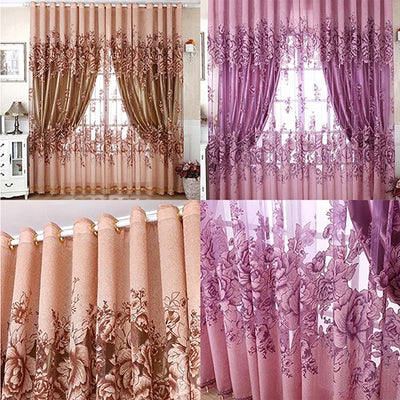 European-style modern luxury curtains Tulle Curtains for Living Room Decoration Modern Chiffon Solid Sheer Voile Kitchen Curtain