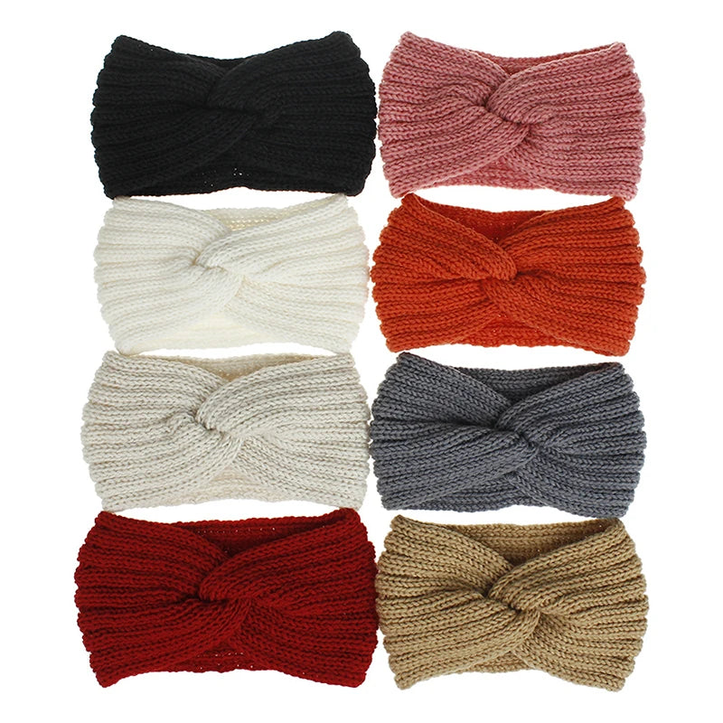 Winter Warm Knitted Knot Cross Headband for Women Autumn Elastic Hair Holder Hair Band Headwear Hair Accessories