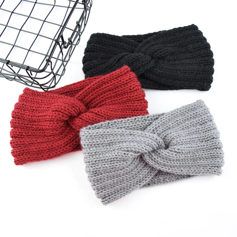 Winter Warm Knitted Knot Cross Headband for Women Autumn Elastic Hair Holder Hair Band Headwear Hair Accessories