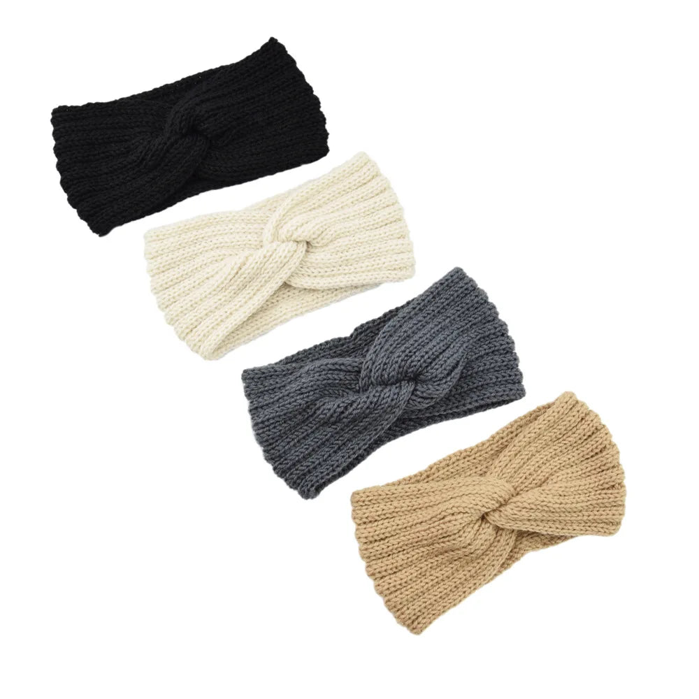 Winter Warm Knitted Knot Cross Headband for Women Autumn Elastic Hair Holder Hair Band Headwear Hair Accessories