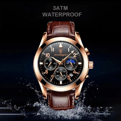 POEDAGAR 2021 Fashion New Mens Watches Sports Leather Watch Waterproof Luminous Top Brand Luxury Quartz Wristwatch with Date