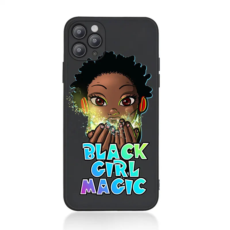 Queen Afro women Black Girl magic Phone Case For iPhone 14 pro max 13 Pro max 12 Pro MAX 11 Pro 6s 7 Plus X XR Soft TPU Cover