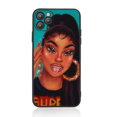 Queen Afro women Black Girl magic Phone Case For iPhone 14 pro max 13 Pro max 12 Pro MAX 11 Pro 6s 7 Plus X XR Soft TPU Cover