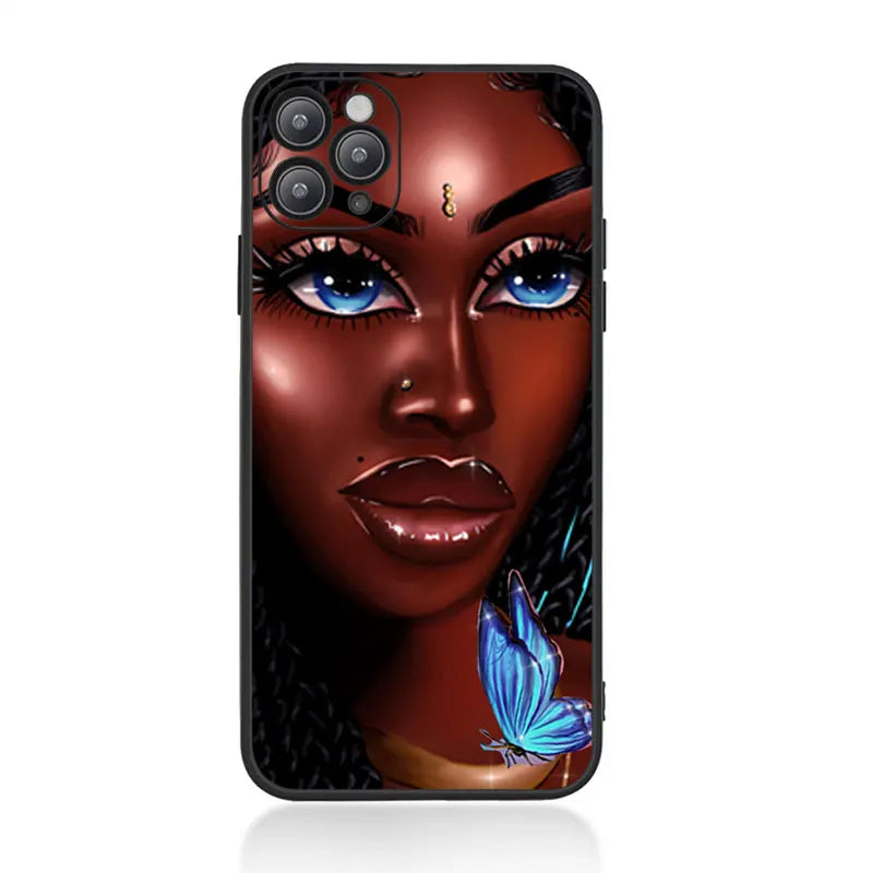 Queen Afro women Black Girl magic Phone Case For iPhone 14 pro max 13 Pro max 12 Pro MAX 11 Pro 6s 7 Plus X XR Soft TPU Cover