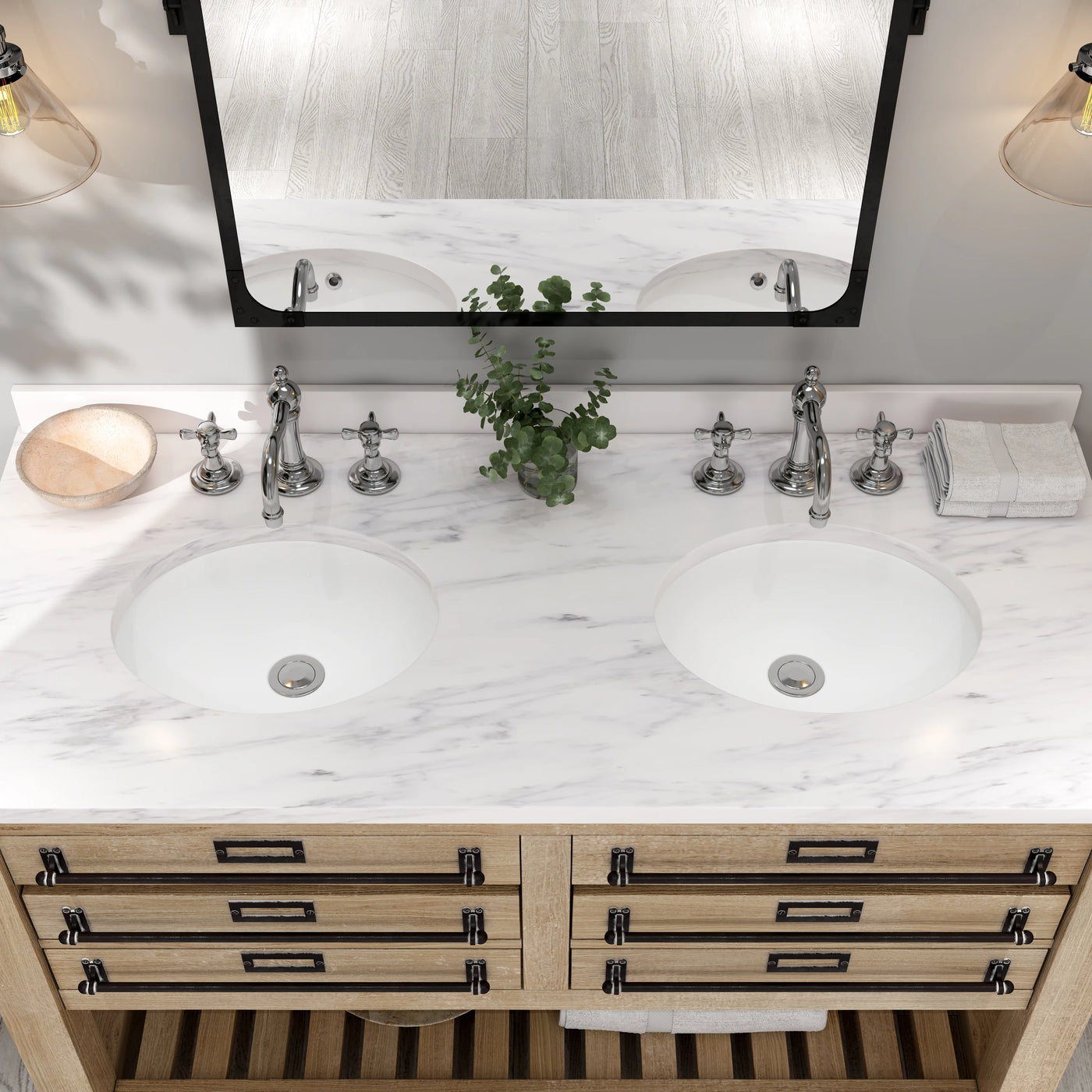 Undermount Oval Bathroom Sink, Ceramic White Vanity Top Sink with Overflow