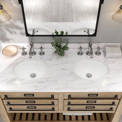 Undermount Oval Bathroom Sink, Ceramic White Vanity Top Sink with Overflow