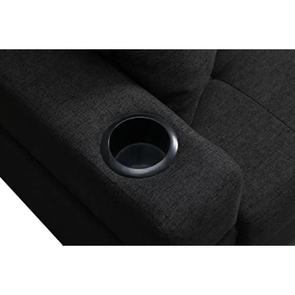 Living room sofa L-shaped upholstered fold-down sofa bed with reversible chaise longue modern fabric furnishings, black