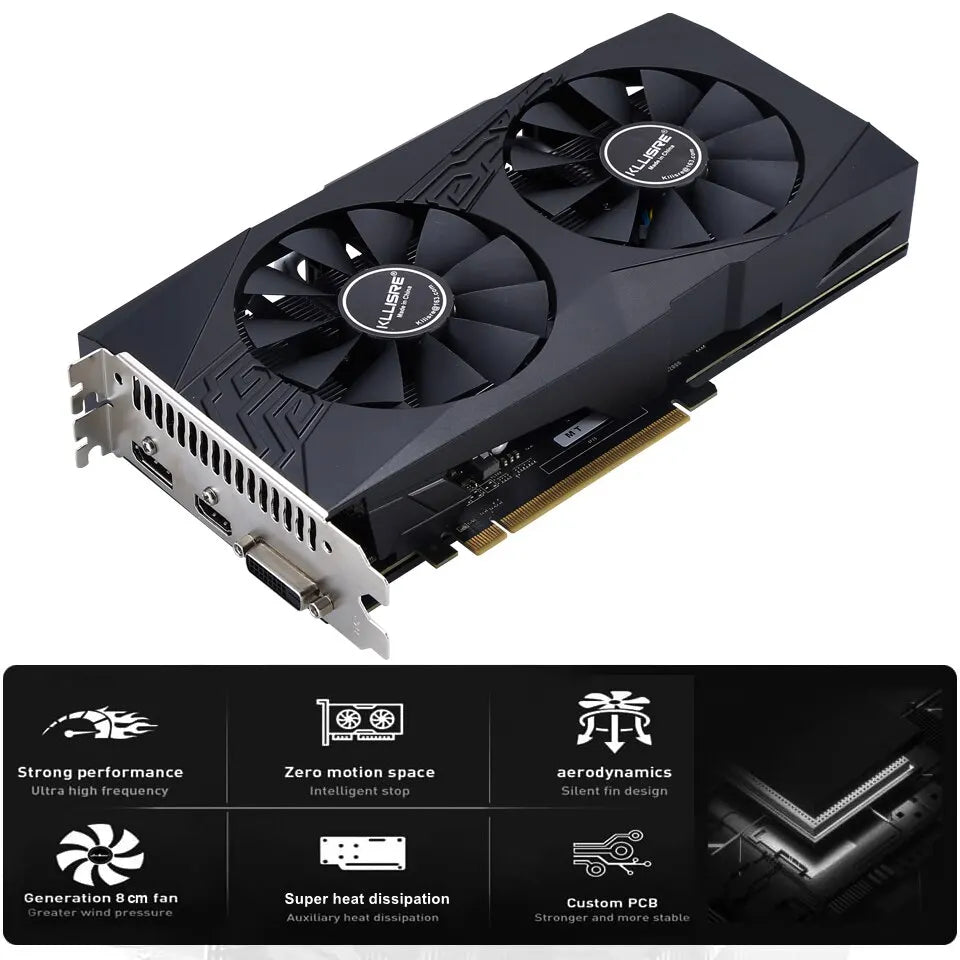 Kllisre Graphics Cards AMD RX 580 8GB GDDR5 GPU Video Card 256Bit 2048SP Computer VGA RX580