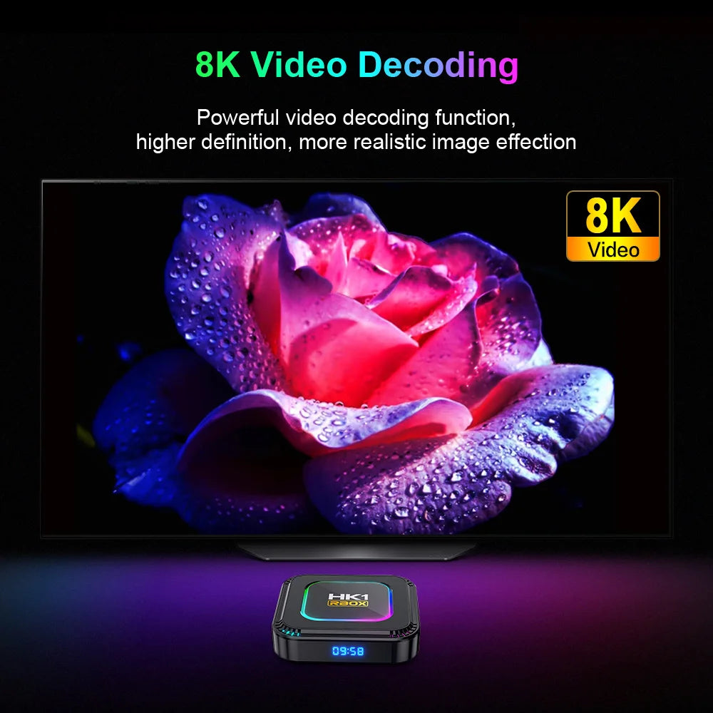 HK1 RBOX K8 Rockchip RK3528 2.4G 5G Wifi6 BT4.0 RAM 4GB ROM 16GB 32GB 64GB Quad Core 8K Android 13 TV Box