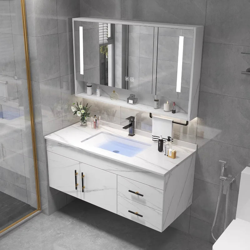 Drawer Wall Bathroom Cabinets Storage Toilet Luxury Washbasin Bathroom Cabinets Mirror Tool Gabinete Hotel Furniture