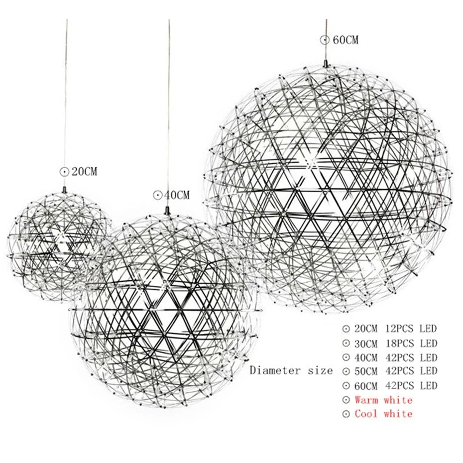 LED Spark Ball Lights Chandelier for Dining Room Firework Stainless Pendant Light hanging lamps for ceiling Home Decor