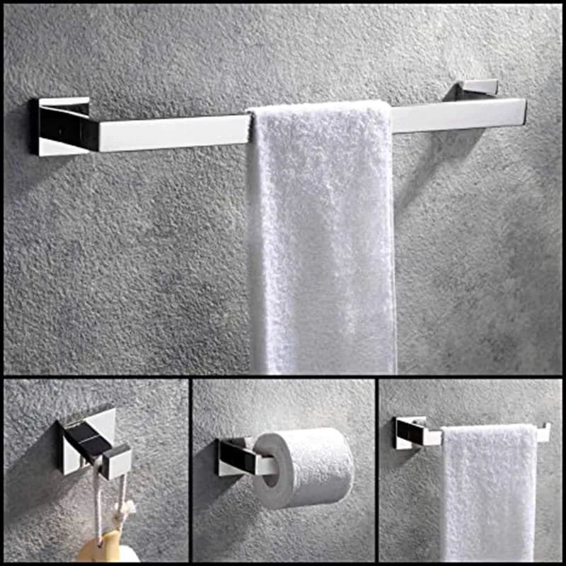 Mirror Chrome Polished Bathroom Hardware Stainless Steel Towel Rack Toilet Paper Holder Towel Bar Hook Bathroom Accessories