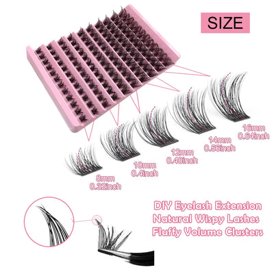 Lash Clusters D Curl Individual Lashes 8-16mm Eyelash Clusters 120pcs Natural Fluffy Cluster Lash Extensions Wisp Eyelash