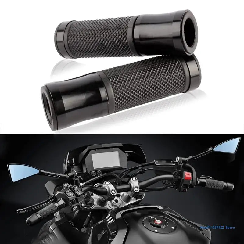 Motorcycle Hand Grips Universal Non-Slip Handgrips Handlebar Grips Aluminum Rubber Hand Grips 22mm 7/8"