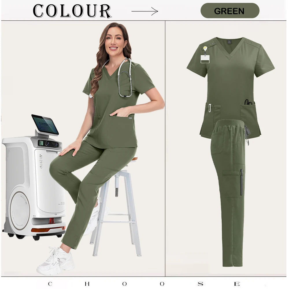 Beautician Anesthesiologist Workwear Multicolour Straight Pants Suit Medical Doctor Nurse Scrubs Set Clinical Nursing Tops Pants