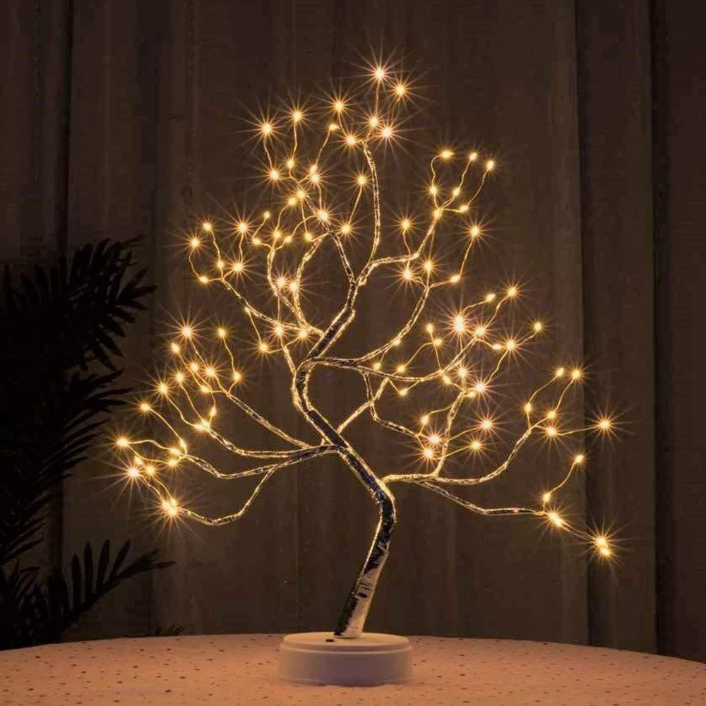 LED Tree Table Light Night Light Adjustable Branch Tabletop Night Lamp DIY Artificial Light with Battery Powered for Party Deco