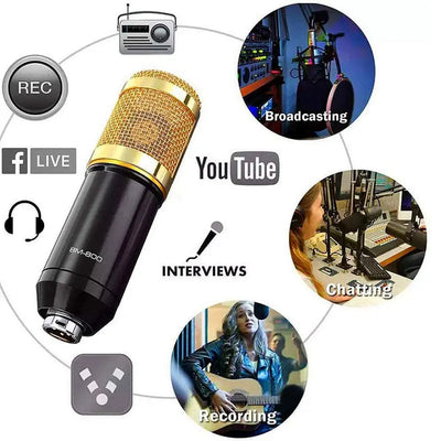 Professional Anchor Capacitance Microphone Wireless Bluetooth Connection for PC Karaoke Live Streaming Studio Recording BM800 Ar