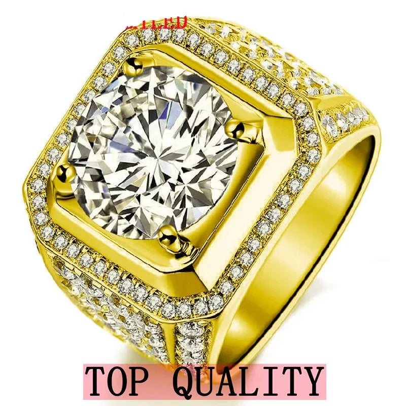 1ct-5ct Real Moissanite Diamond  Ring Pure 100% 14K Gold    100% 18K Gold  for man Fine Jewelry Gift