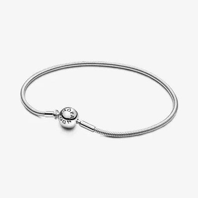 100%Original Logo Sterling Silver 925 Snake Chain Bracelet Suitable for Original Beads Ladies Charm DIY Beads JewelryGiftscharms