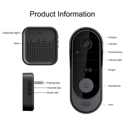 Tuya Wireless Waterproof Doorbell Camera with HD Video Night Vision Voice Change - Smart Home Security System Monitor Smart Life