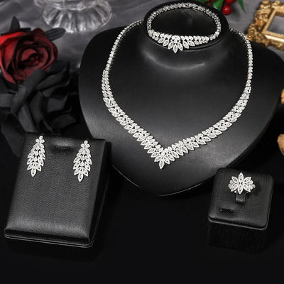 Bridal Zirconia Jewelry Set, Suitable for Women's Parties, Dubai Nigeria Crystal Wedding Jewelry Set