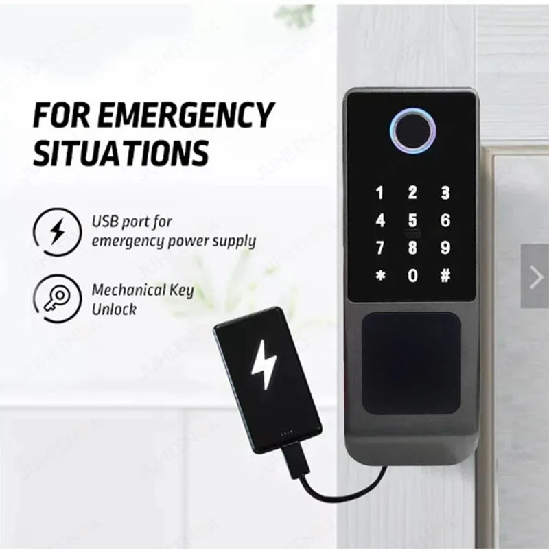 Fingerprint Door Lock TUYA WIFI Outdoor Waterproof Smart Lock With Remote Control Card Code Fechadura Eletronico Digital Lock