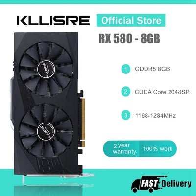 Kllisre Graphics Cards AMD RX 580 8GB GDDR5 GPU Video Card 256Bit 2048SP Computer VGA RX580