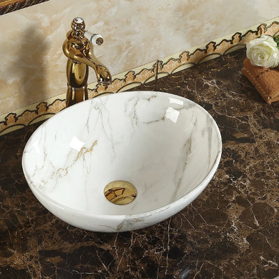 Italian Carrara Natural Stone Art Bathroom Sinks, Ceramic Bathroom Vessel Sink White Marble Wash Basin