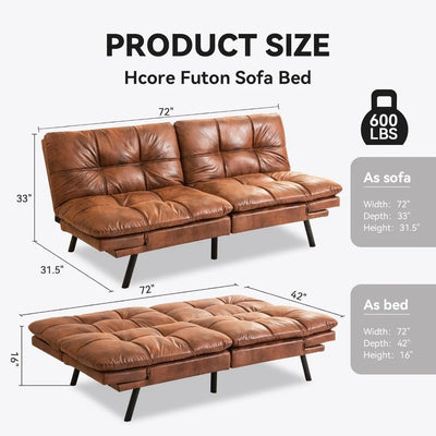 Convertible futon sofa bed/sofa, memory foam split, compact living space, apartment, dormitory, studio, recliner sofa