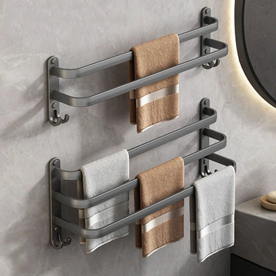 Aluminum Alloy Towel Holder Without Drilling Bathroom Accessories Towel Rack Wall Mounted Bathroom Shelf