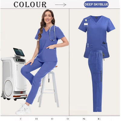 Beautician Anesthesiologist Workwear Multicolour Straight Pants Suit Medical Doctor Nurse Scrubs Set Clinical Nursing Tops Pants