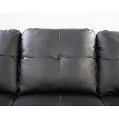 Faux Leather Upholstered Sectional Sofa with Removable Ottoman,L-Shape 6 Seat Sectional Couch for Living Room, Apartment,