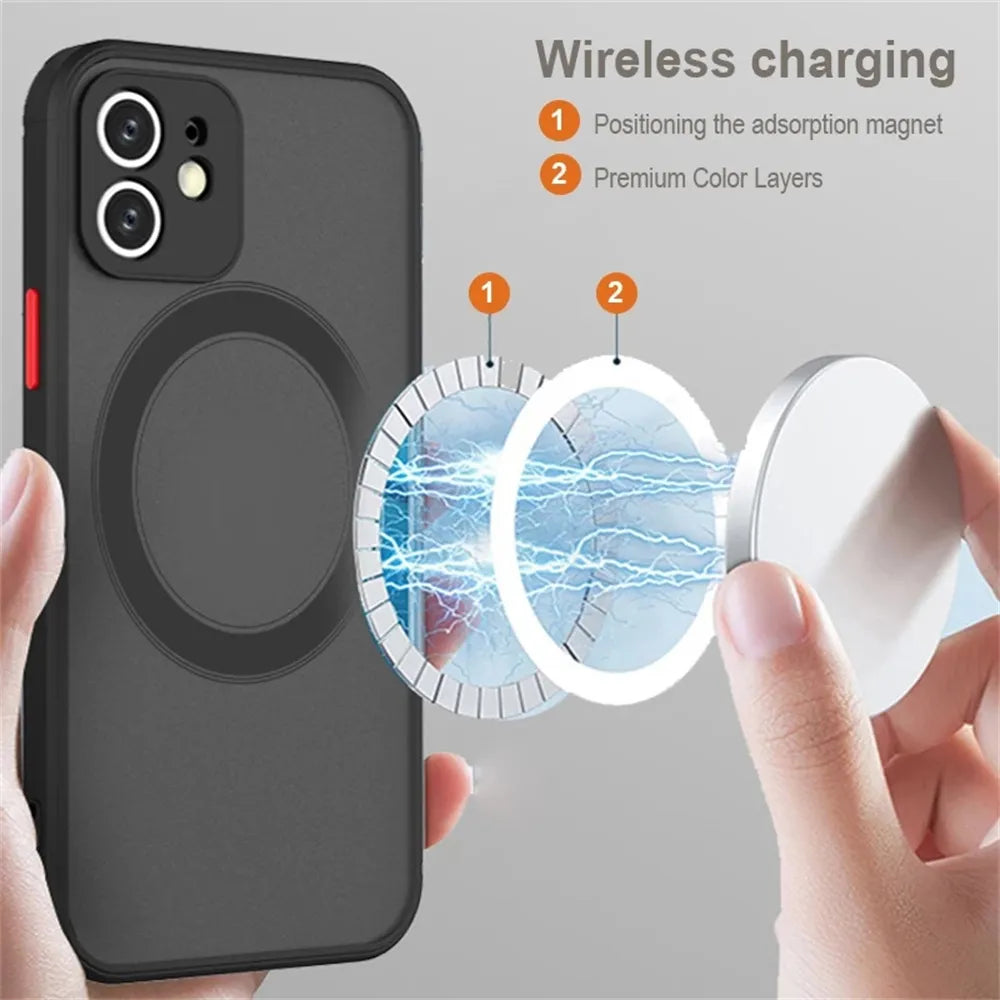 Luxury Matte Frosted For Magsafe Magnetic Wireless Charging Case  Shockproof Hard Cover For Samsung Galaxy S23 S22 S21 Ultra Plus