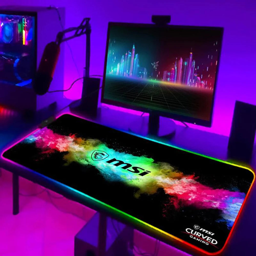 MSI Mouse Pad RGB Mousepad Keyboard Gaming Carpet Backlit Mat Computer Pc Gaming Table Gamer Mausepad Desk Mat Protector Pad Diy