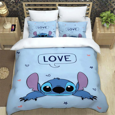 Anime Disney Stitch Duvet Cover Comforter Bed Linen Single Twin Full Queen Size 3d Kids Girl Boys Gift Stitch Bedding Set