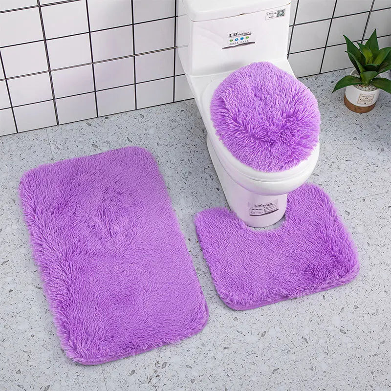 3pcs Bathroom Mat Set for Bathroom Silk Tie-Dye Toilet Soft Non Slip Rug Shower Carpets Toilet Lid Cover Floor Mats for Hallway