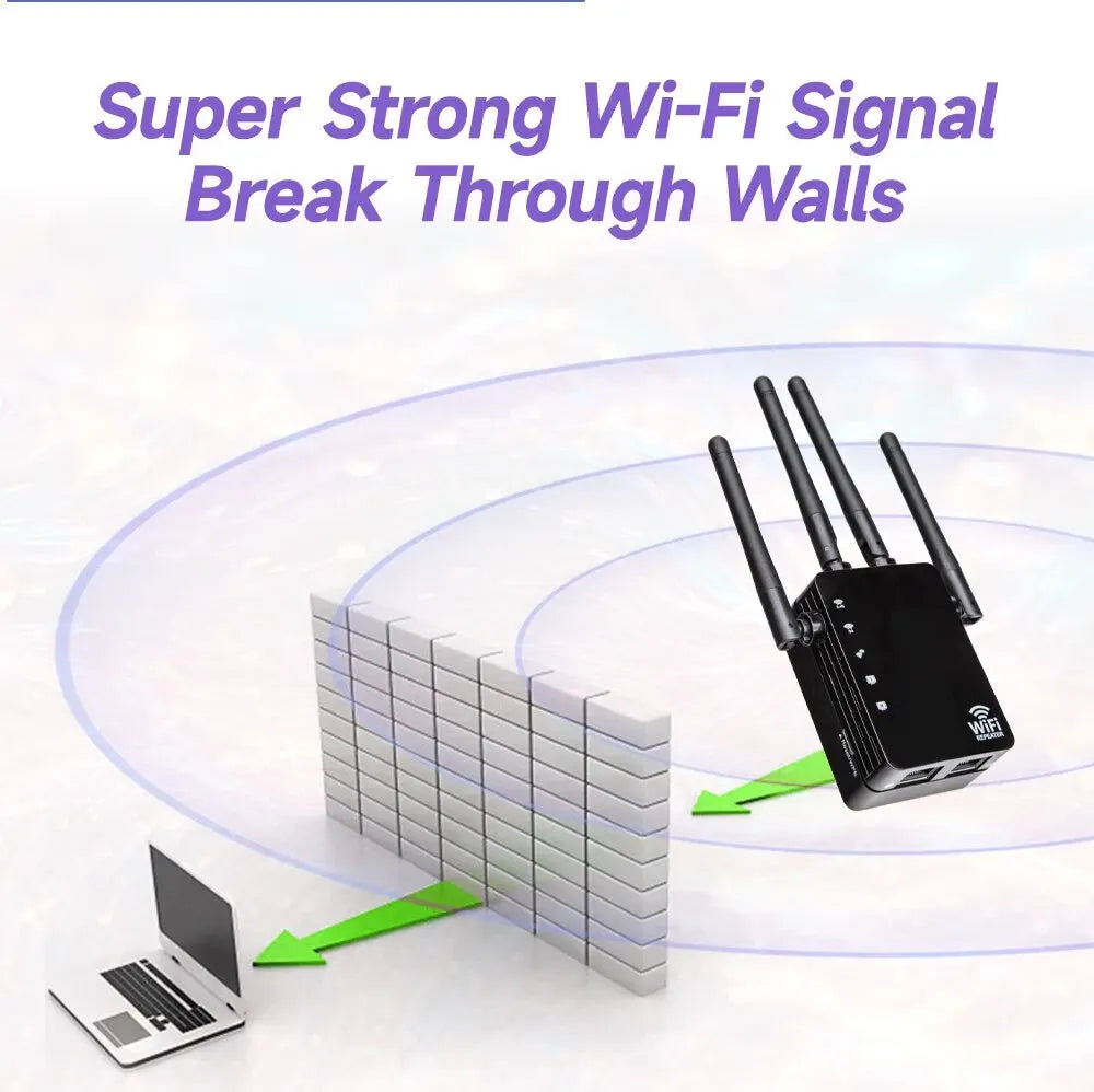 1200Mbps Wifi Repeater Wireless Extender Wifi Booster 5G 2.4G Dual-band Network Amplifier Long Range Signal WifFi Router