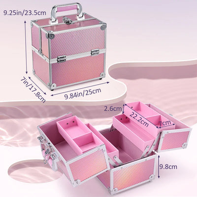 Makeup Case Portable Travel Alloy Cosmetics Make Up Storage Organizer Box Jewelry Nail Manicure Beauty Vanity Suitcase for Women