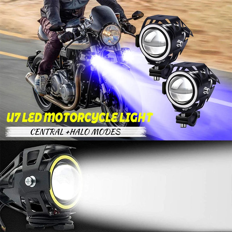 Motoled Motorcycle LED Angel Eye Projector Lens Headlight Spotlight Moto Light BulbsTurn Signal Modified Part for Honda SUZUKI