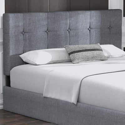 Upholstered Full Size Platform Bed Frame with 4 Storage Drawers and Headboard, No Box Spring Needed, Light Grey