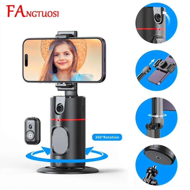 360 Rotation Gimbal Stabilizer Selfie Stick Monopod Desktop tracking gimbal PTZ For Tiktok Smartphone live