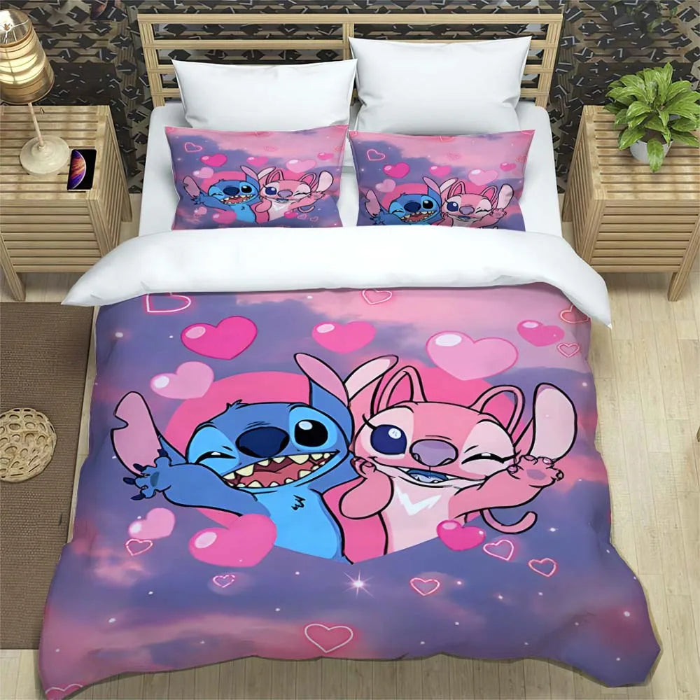 Anime Disney Stitch Duvet Cover Comforter Bed Linen Single Twin Full Queen Size 3d Kids Girl Boys Gift Stitch Bedding Set