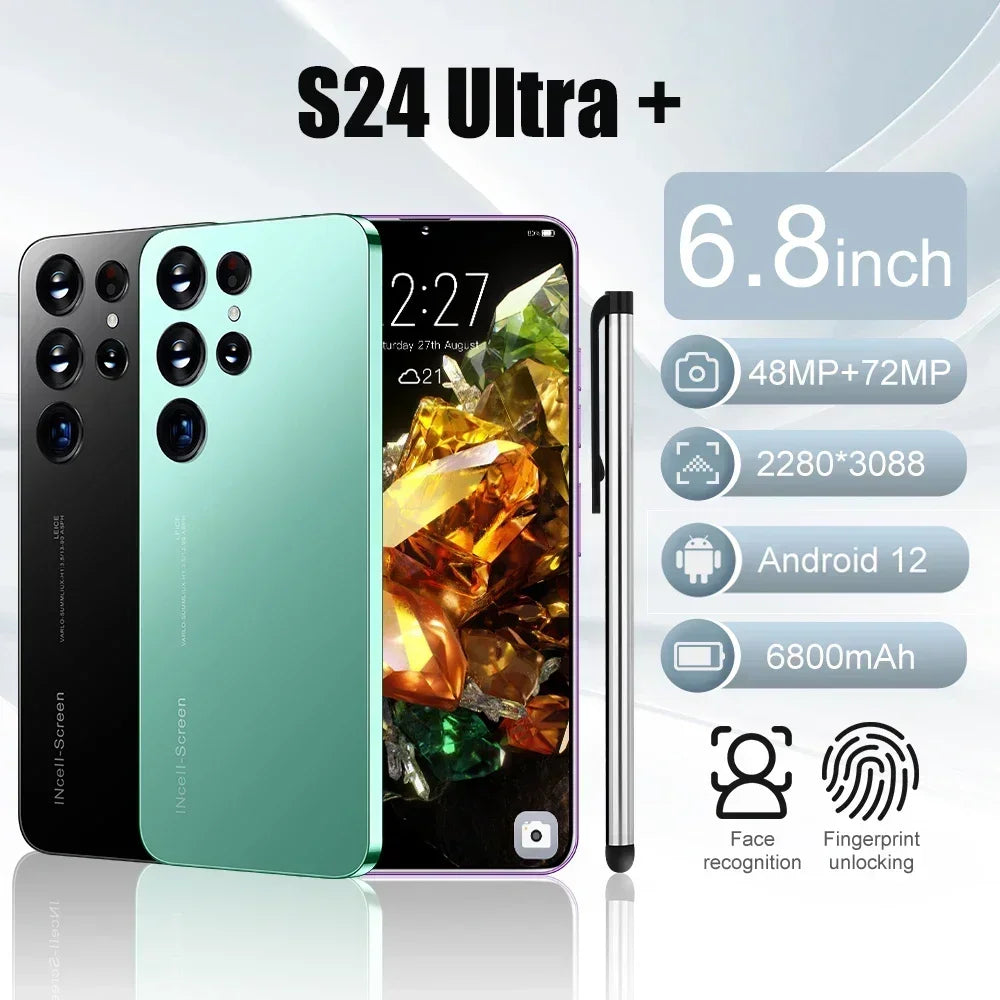 New Original S24 Ultra+ Smartphone 5G 6.8HD 16G+1T Dual Sim Cellphones Android Cell Phone Unlocked 64MP 7000mAh Mobile Phone