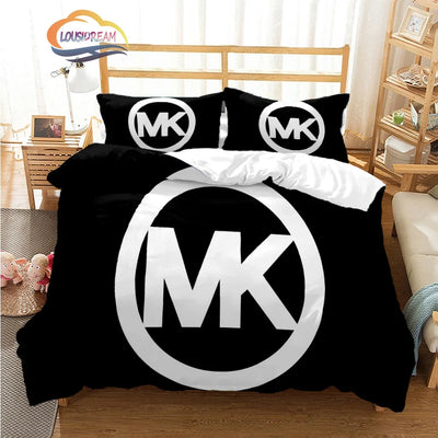 Fashion M-michael-kors Logo Bedding Set 3D Printing Home Decoration Boy Girl King Size Bedding Set Quilt Cover Pillowcas